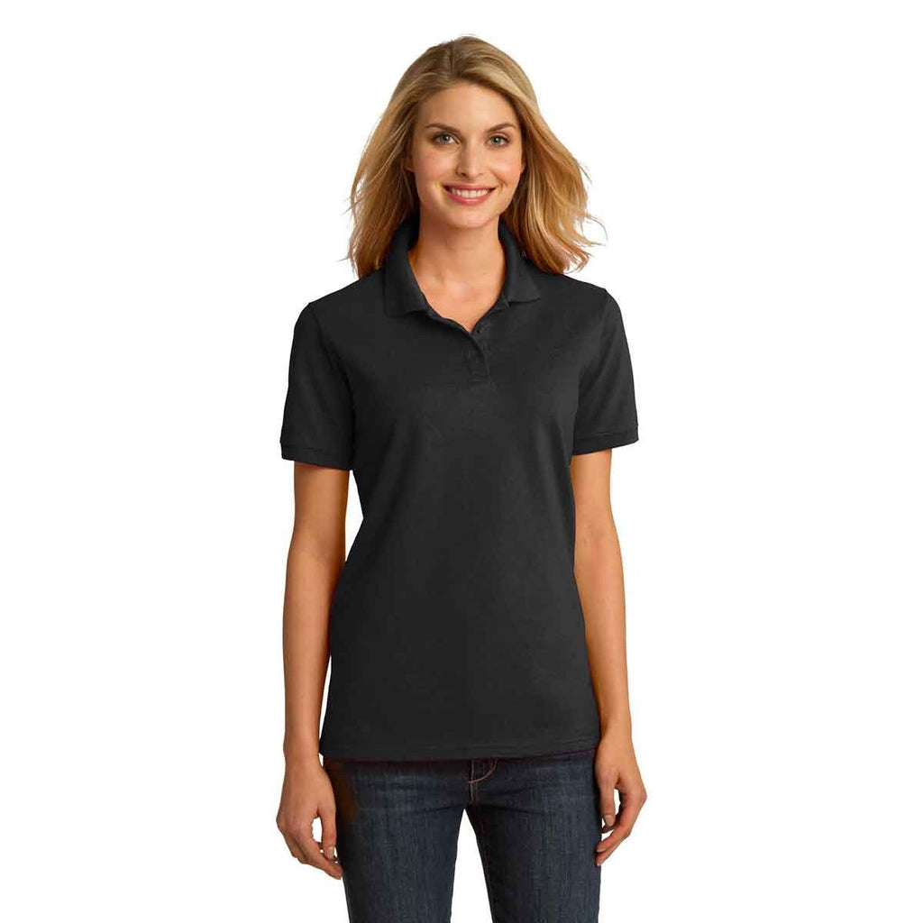 Port & Company Women's Jet Black Ring Spun Pique Polo