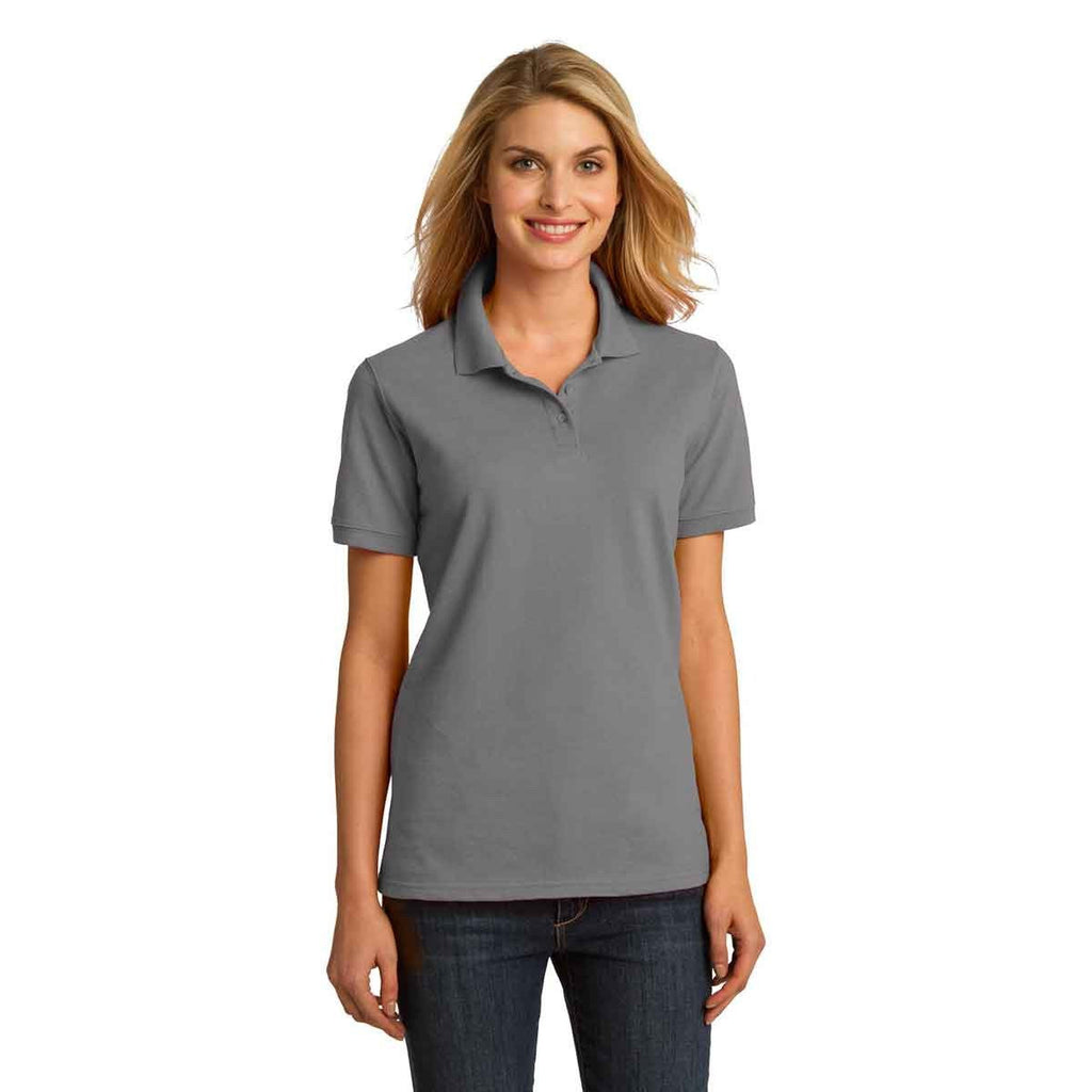 Port & Company Women's Medium Grey Ring Spun Pique Polo