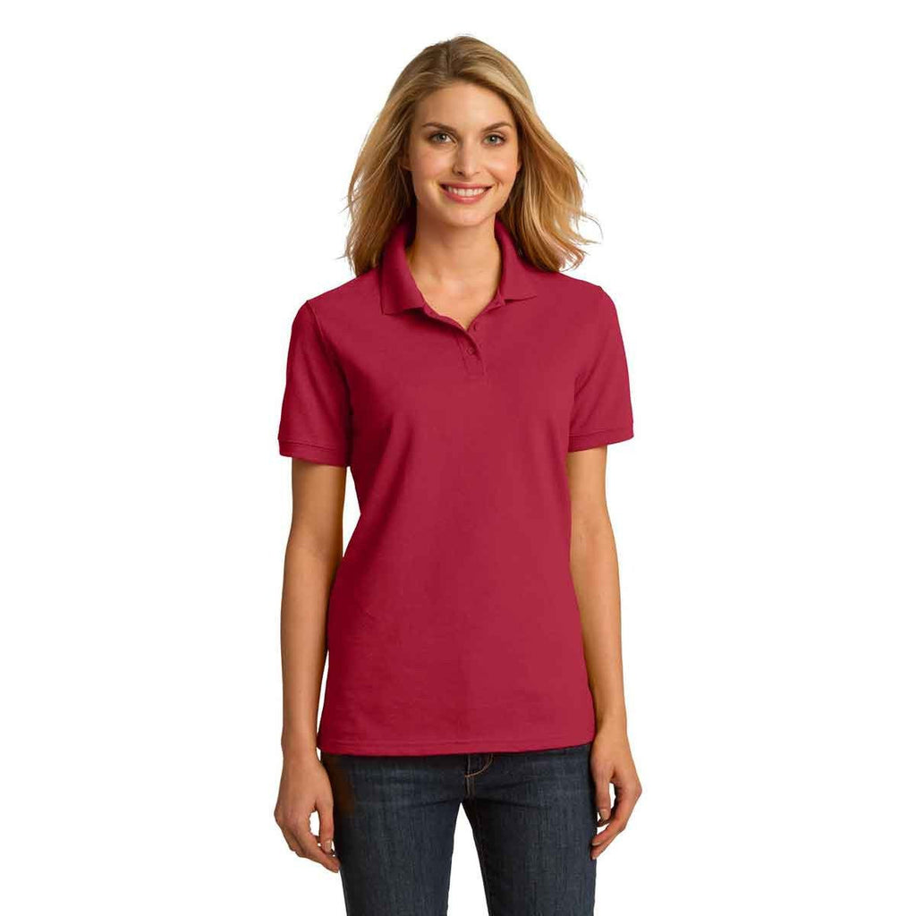 Port & Company Women's Red Ring Spun Pique Polo