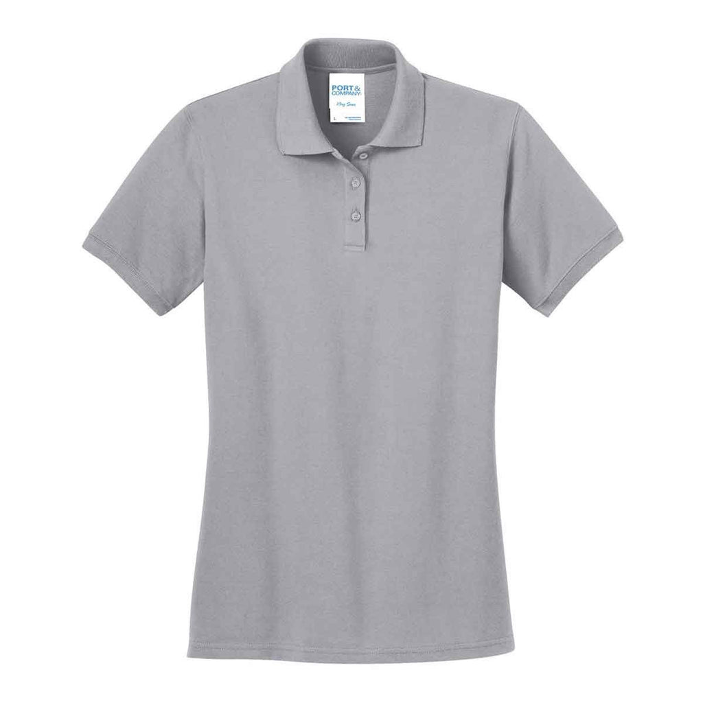 Port & Company Women's Silver Ring Spun Pique Polo