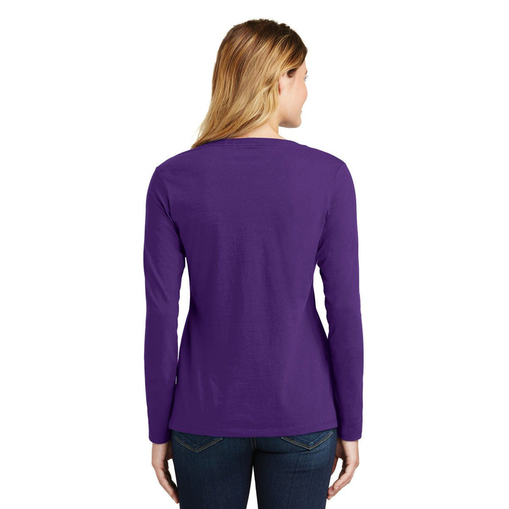 Port & Company Women's Team Purple Long Sleeve Fan Favorite V-Neck Tee