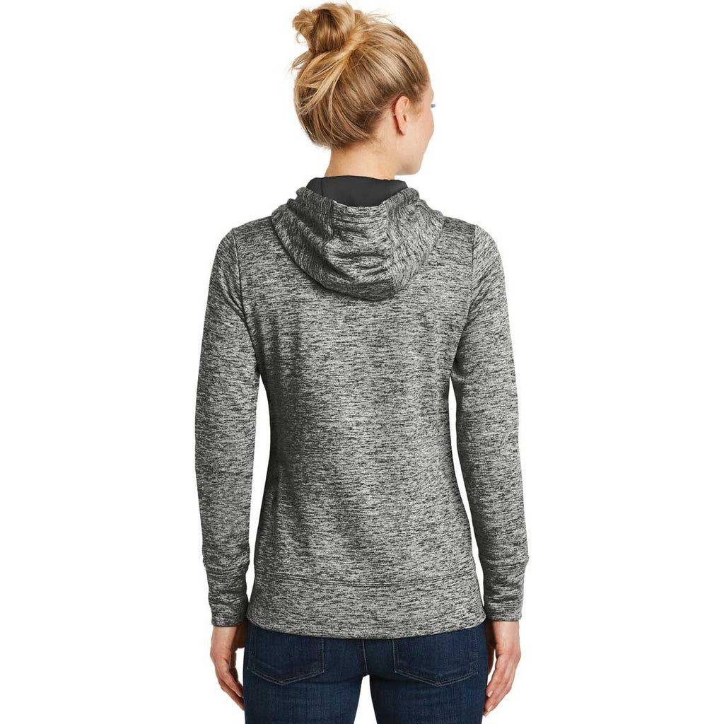 Sport-Tek Women's Black PosiCharge Electric Heather Fleece Hooded Pullover