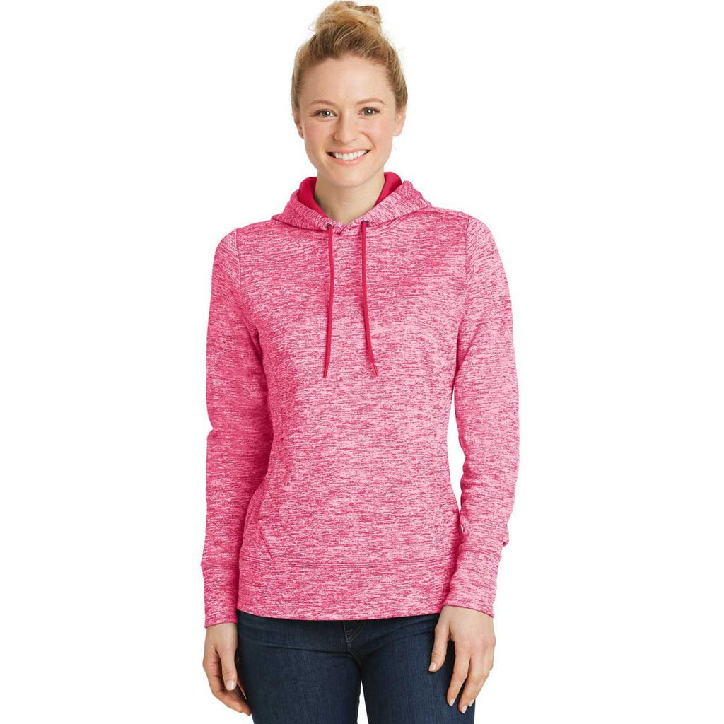 Sport-Tek Women's Power Pink PosiCharge Electric Heather Fleece Hooded Pullover