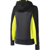 Sport-Tek Women's Black/Graphite Heather/Citron Tech Fleece Colorblock Full-Zip Hooded Jacket