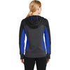 Sport-Tek Women's Black/Graphite Heather/True Royal Tech Fleece Colorblock Full-Zip Hooded Jacket