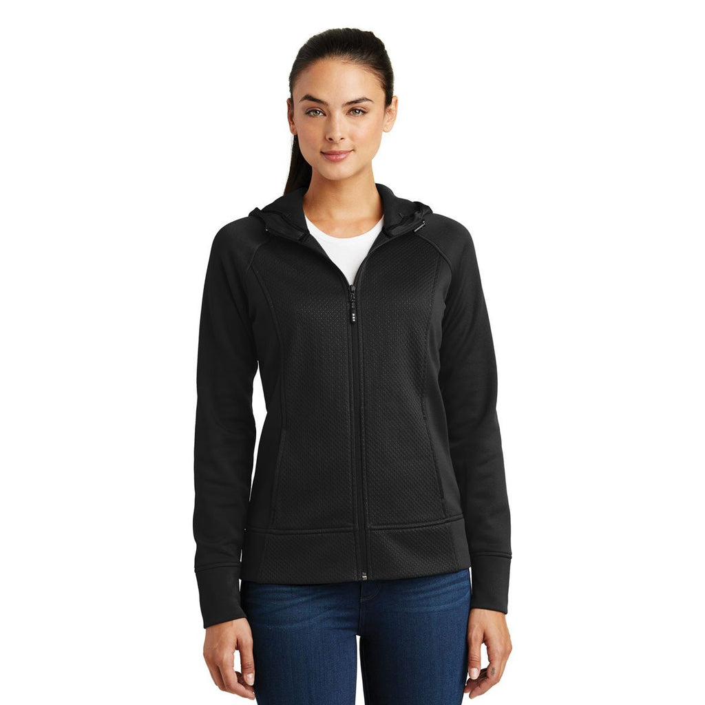 Sport-Tek Women's Black Rival Tech Fleece Full-Zip Hooded Jacket