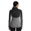 Sport-Tek Women's Black/Charcoal Grey Heather Sport-Wick Stretch Contrast 1/2-Zip Pullover