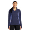 Sport-Tek Women's True Navy Heather Sport-Wick Stretch Contrast 1/2-Zip Pullover