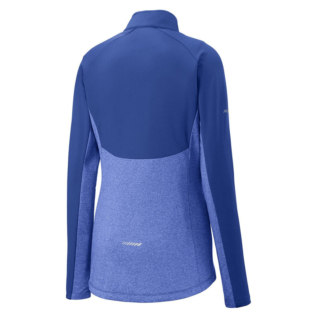 Sport-Tek Women's True Royal Heather Sport-Wick Stretch Contrast 1/2-Zip Pullover