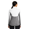 Sport-Tek Women's White/Charcoal Grey Heather Sport-Wick Stretch Contrast 1/2-Zip Pullover