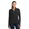 Sport-Tek Women's Black/Iron Grey Sport-Wick Textured Colorblock Quarter Zip Pullover