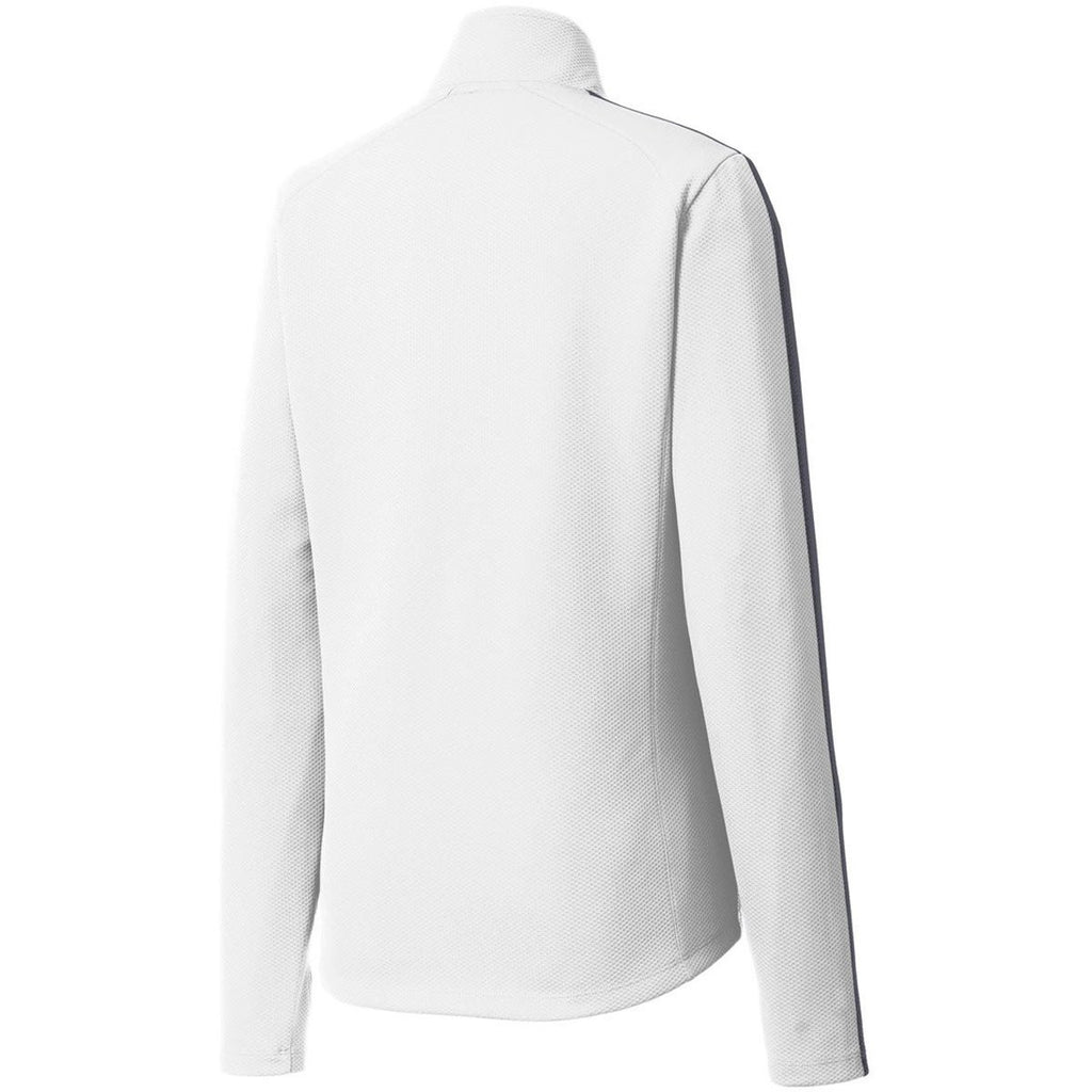 Sport-Tek Women's White/Iron Grey Sport-Wick Textured Colorblock Quarter Zip Pullover