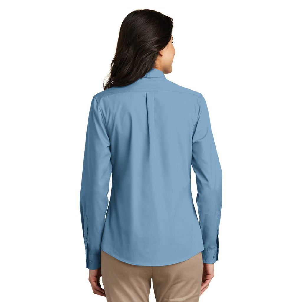 Port Authority Women's Carolina Blue Long Sleeve Carefree Poplin Shirt