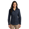 Port Authority Women's River Blue Navy Long Sleeve Carefree Poplin Shirt