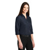 Port Authority Women's River Blue Navy 3/4-Sleeve Carefree Poplin Shirt