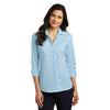 Port Authority Women's Heritage Blue 3/4-Sleeve Micro Tattersall Easy Care Shirt