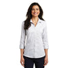 Port Authority Women's White 3/4-Sleeve Micro Tattersall Easy Care Shirt