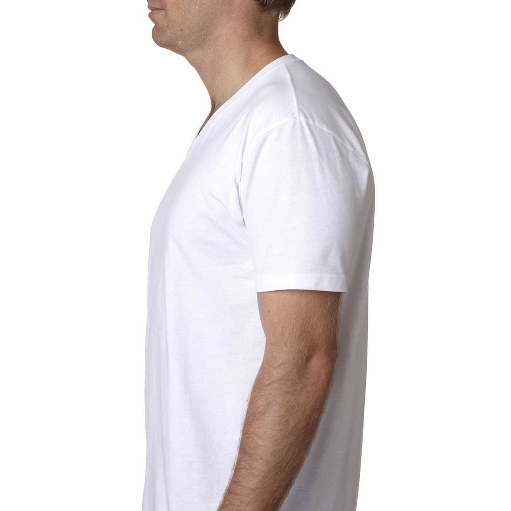 Next Level Men's White Premium Fitted Short-Sleeve V-Neck Tee