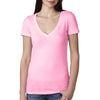 Next Level Women's Neon Heather Pink Deep V-Neck Tee