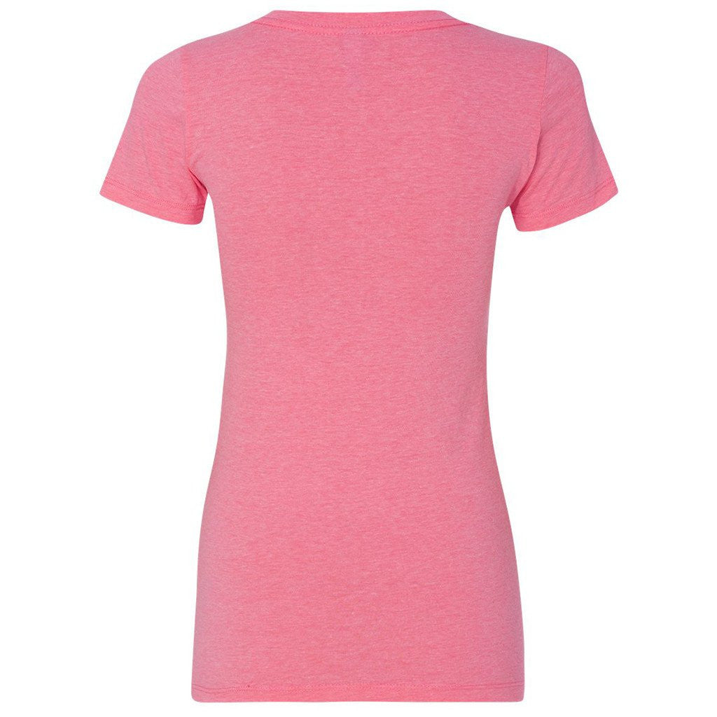 Next Level Women's Neon Heather Pink Deep V-Neck Tee