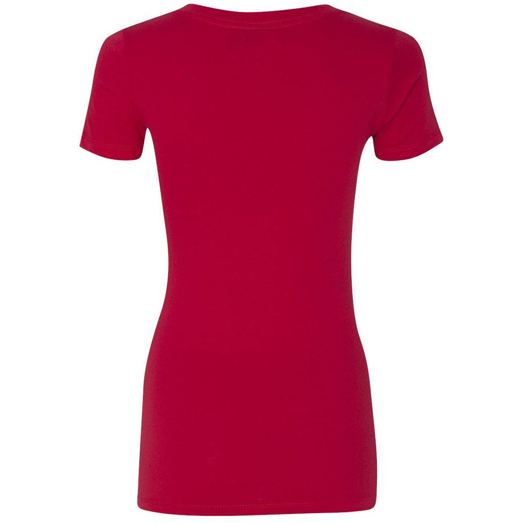Next Level Women's Red Deep V-Neck Tee