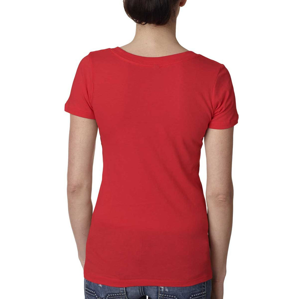 Next Level Women's Red Deep V-Neck Tee
