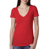 Next Level Women's Red Deep V-Neck Tee