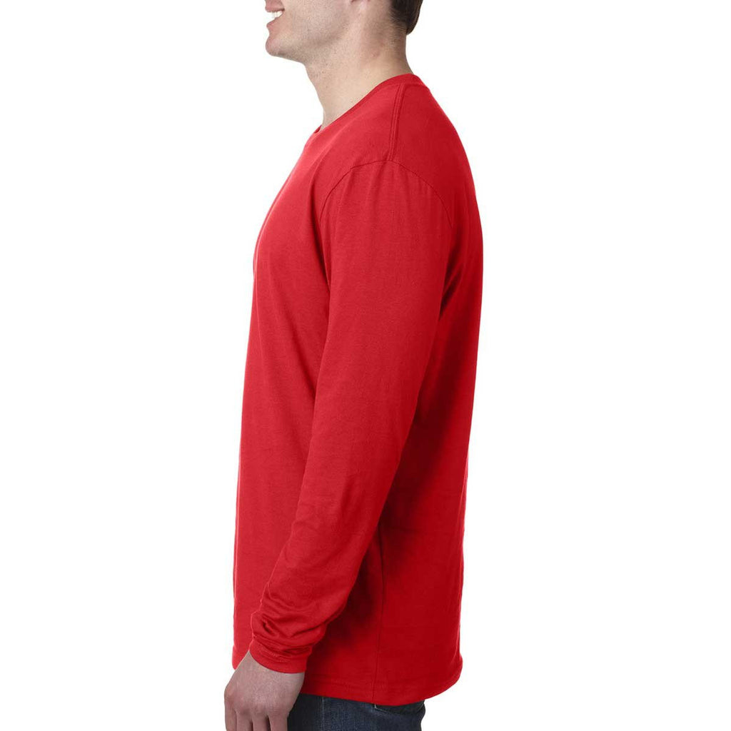 Next Level Men's Red Premium Fitted Long-Sleeve Crew Tee