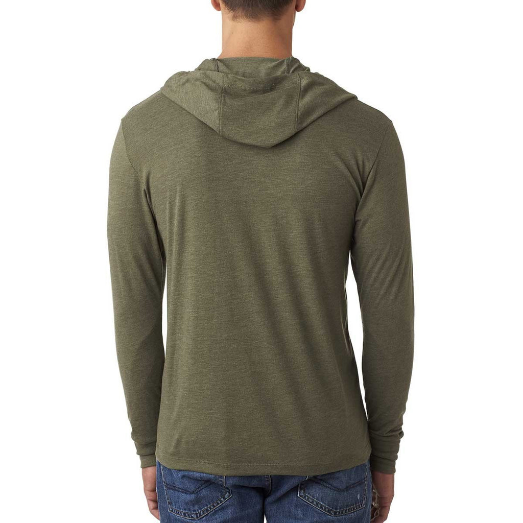 Next Level Unisex Military Green Triblend Long Sleeve Hoodie
