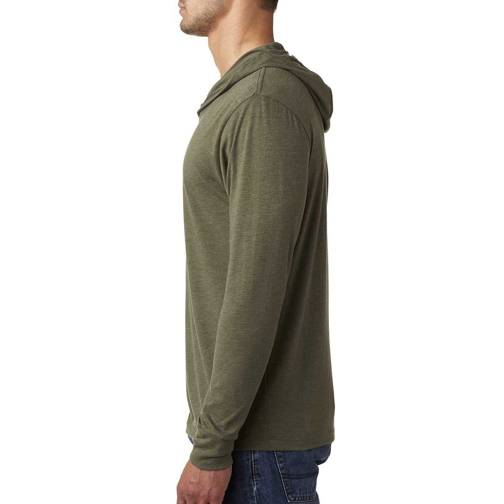 Next Level Unisex Military Green Triblend Long Sleeve Hoodie