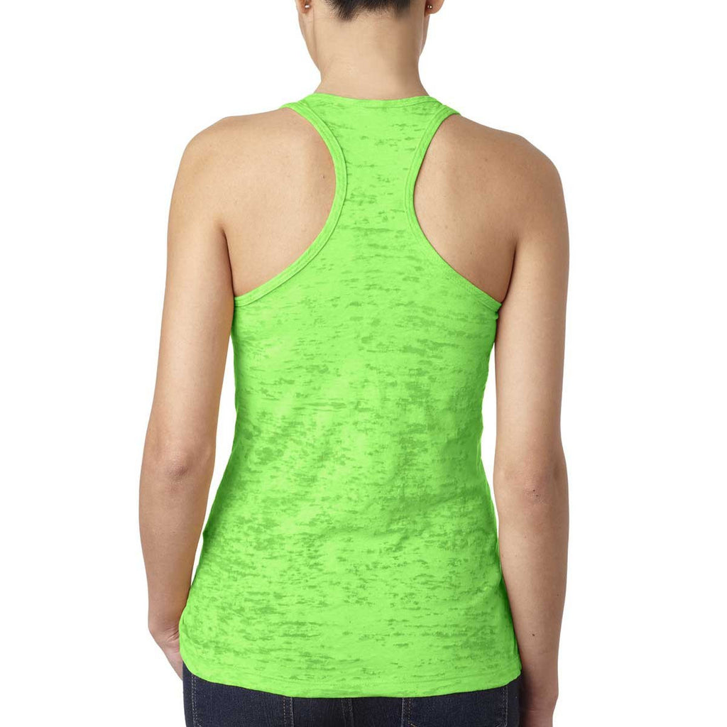Next Level Women's Neon Green Burnout Racerback Tank