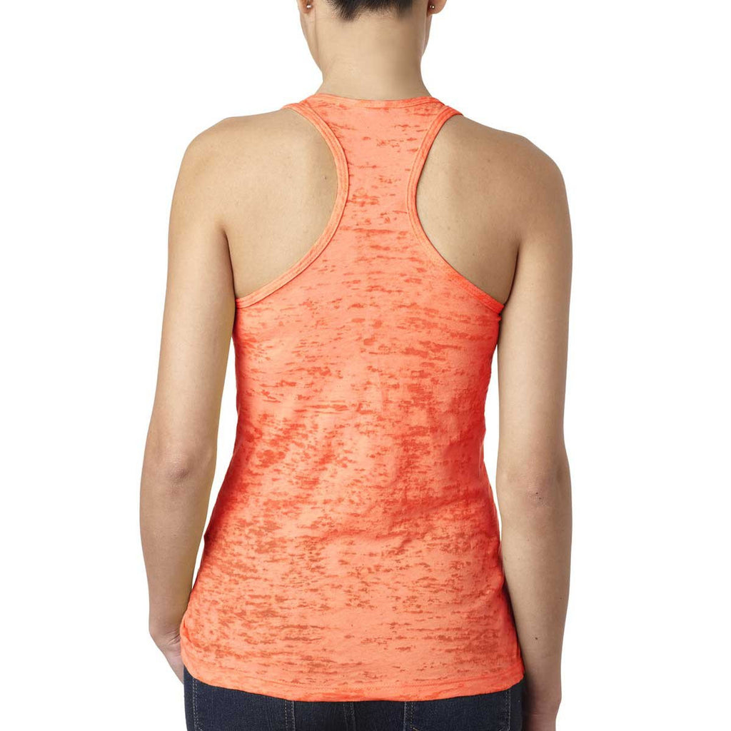 Next Level Women's Neon Orange Burnout Racerback Tank