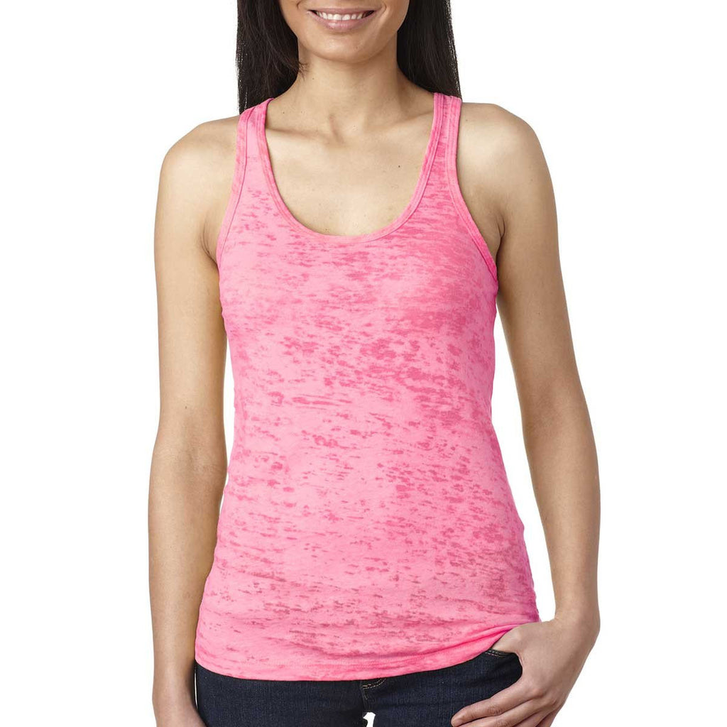 Next Level Women's Neon Pink Burnout Racerback Tank
