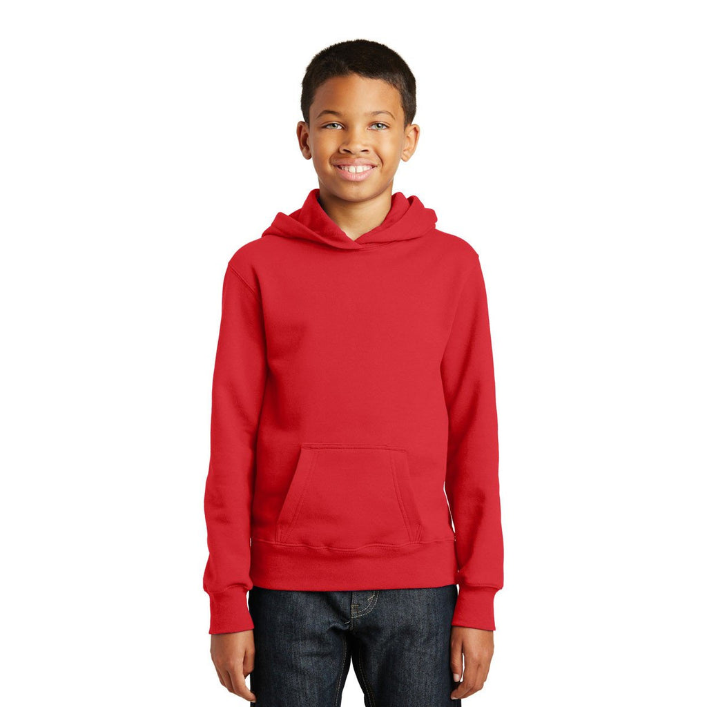 Port & Company Youth Bright Red Fan Favorite Fleece Pullover Hooded Sweatshirt