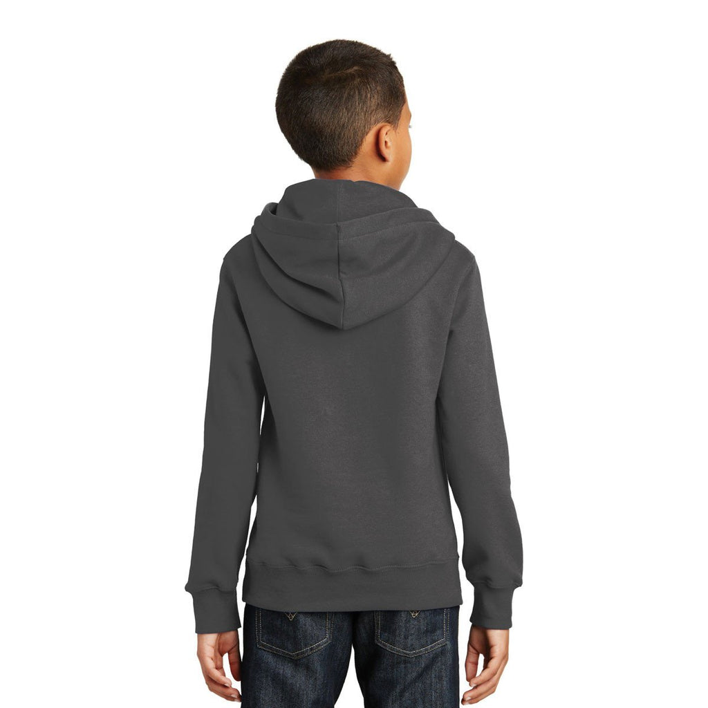 Port & Company Youth Charcoal Fan Favorite Fleece Pullover Hooded Sweatshirt