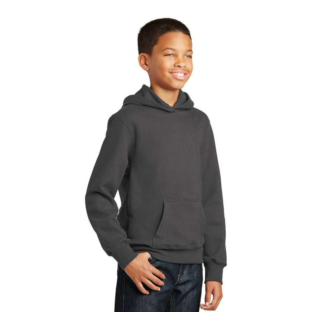 Port & Company Youth Charcoal Fan Favorite Fleece Pullover Hooded Sweatshirt