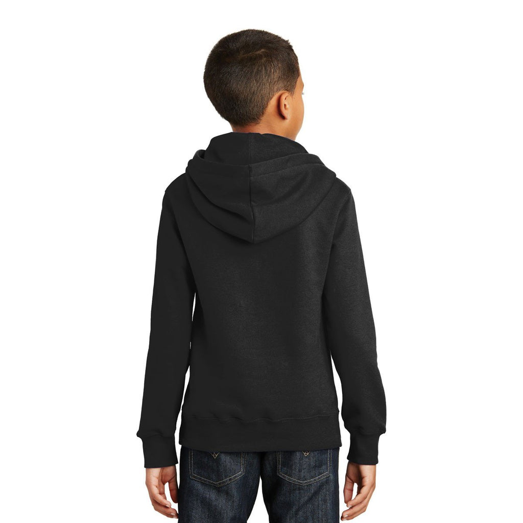 Port & Company Youth Jet Black Fan Favorite Fleece Pullover Hooded Sweatshirt