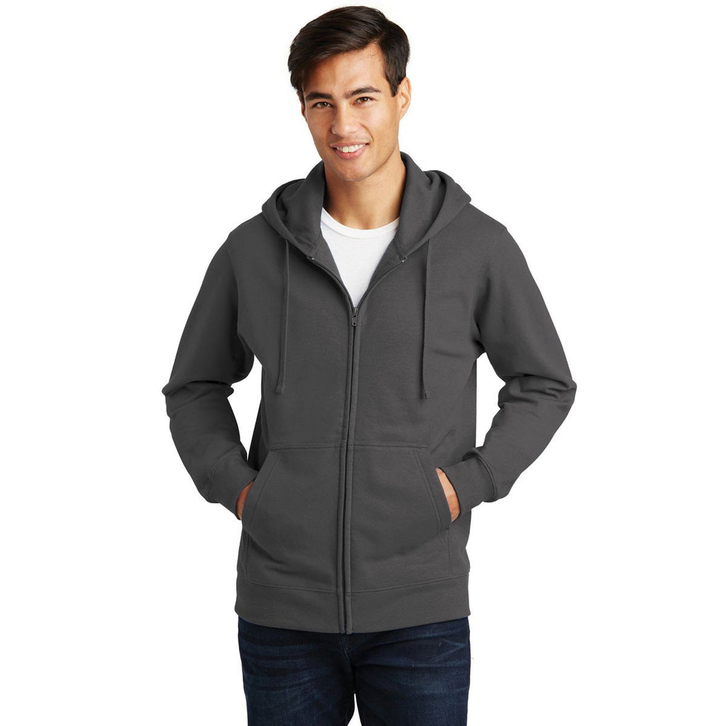 Port & Company Men's Charcoal Fan Favorite Fleece Full-Zip Hooded Sweatshirt