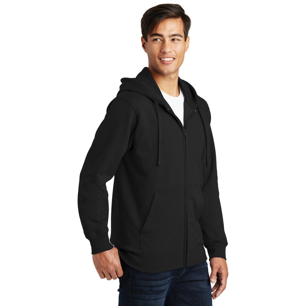 Port & Company Men's Jet Black Fan Favorite Fleece Full-Zip Hooded Sweatshirt