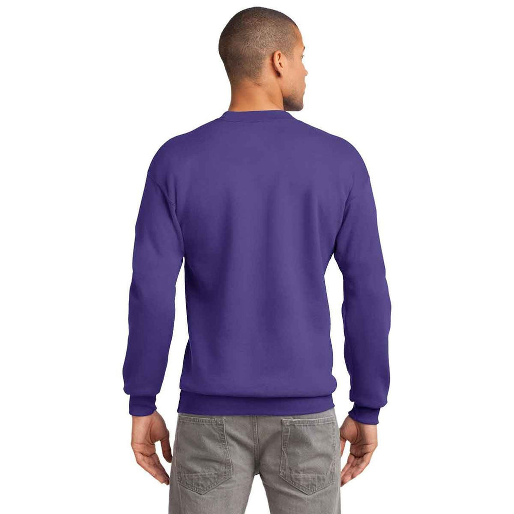 Port & Company Men's Purple Tall Essential Fleece Crewneck Sweatshirt