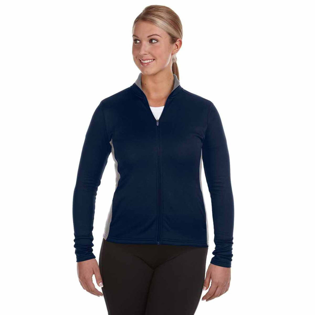 Champion Women's Navy/Stone Grey Performance 5.4-Ounce Colorblock Full-Zip Jacket