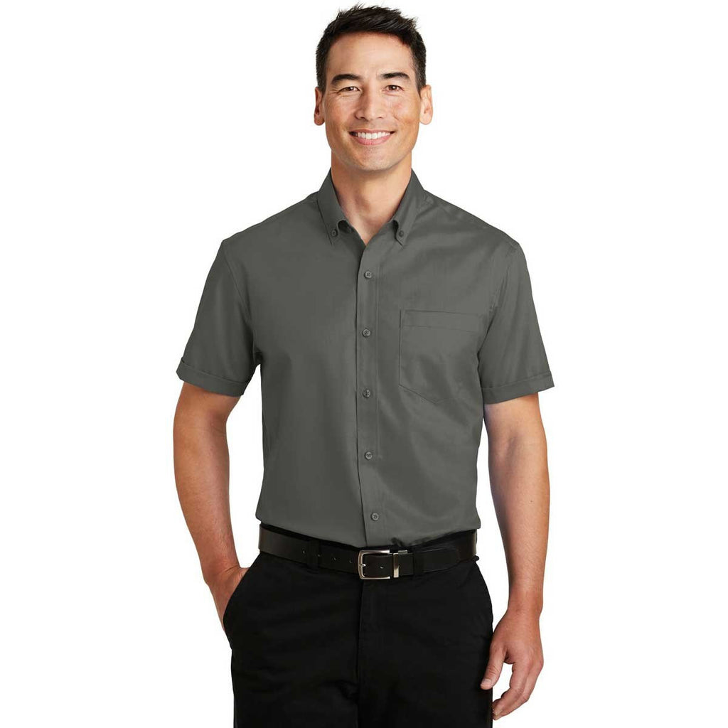 Port Authority Men's Sterling Grey Short Sleeve SuperPro Twill Shirt