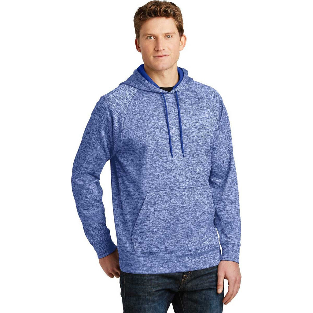 Sport-Tek Men's True Royal PosiCharge Electric Heather Fleece Hooded Pullover