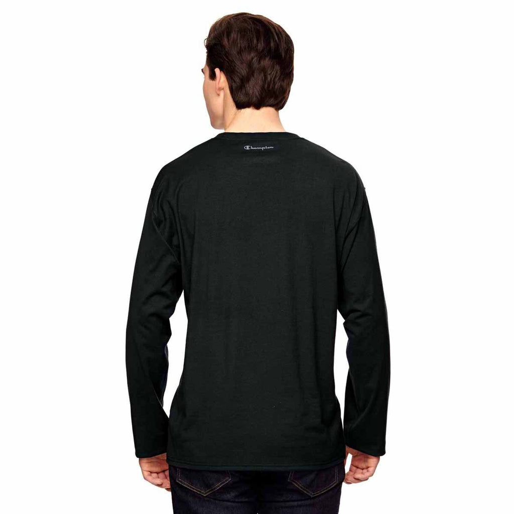 Champion Men's Black Vapor Cotton Long-Sleeve T-Shirt