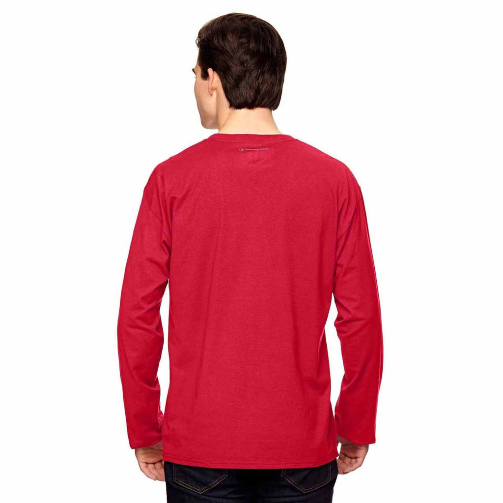 Champion Men's Sport Red Vapor Cotton Long-Sleeve T-Shirt