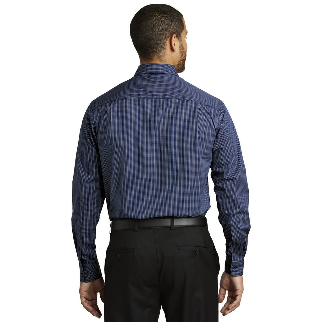 Port Authority Men's Navy Micro Tattersall Easy Care Shirt