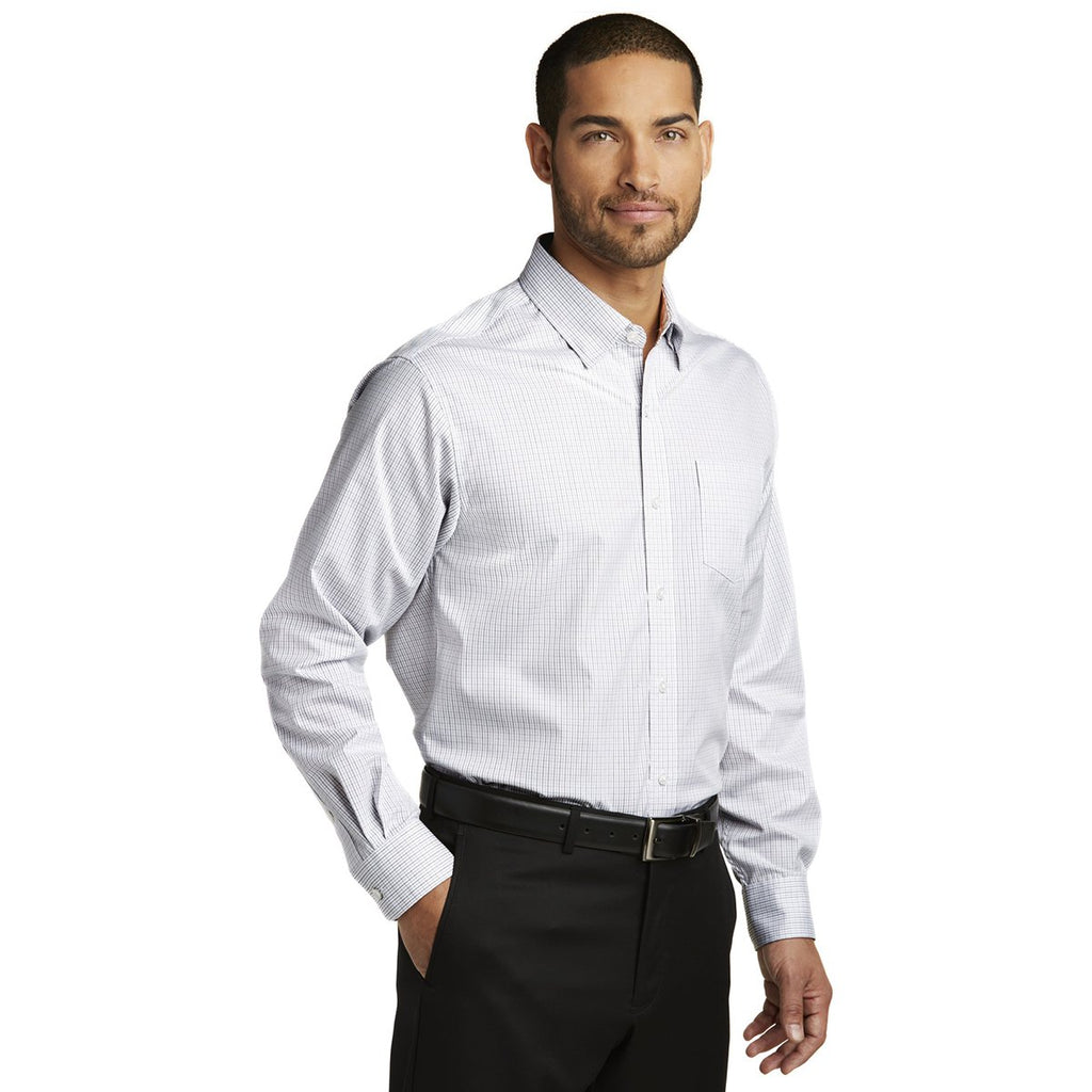 Port Authority Men's White Micro Tattersall Easy Care Shirt