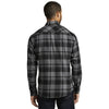 Port Authority Men's Grey/Black Plaid Flannel Shirt