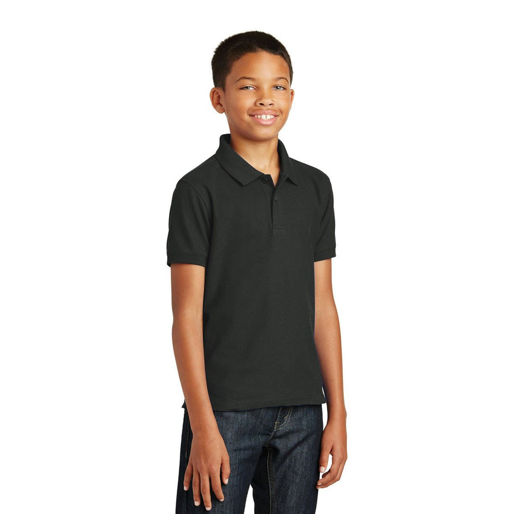 Port Authority Youth Deep Black Core Classic Pique Polo