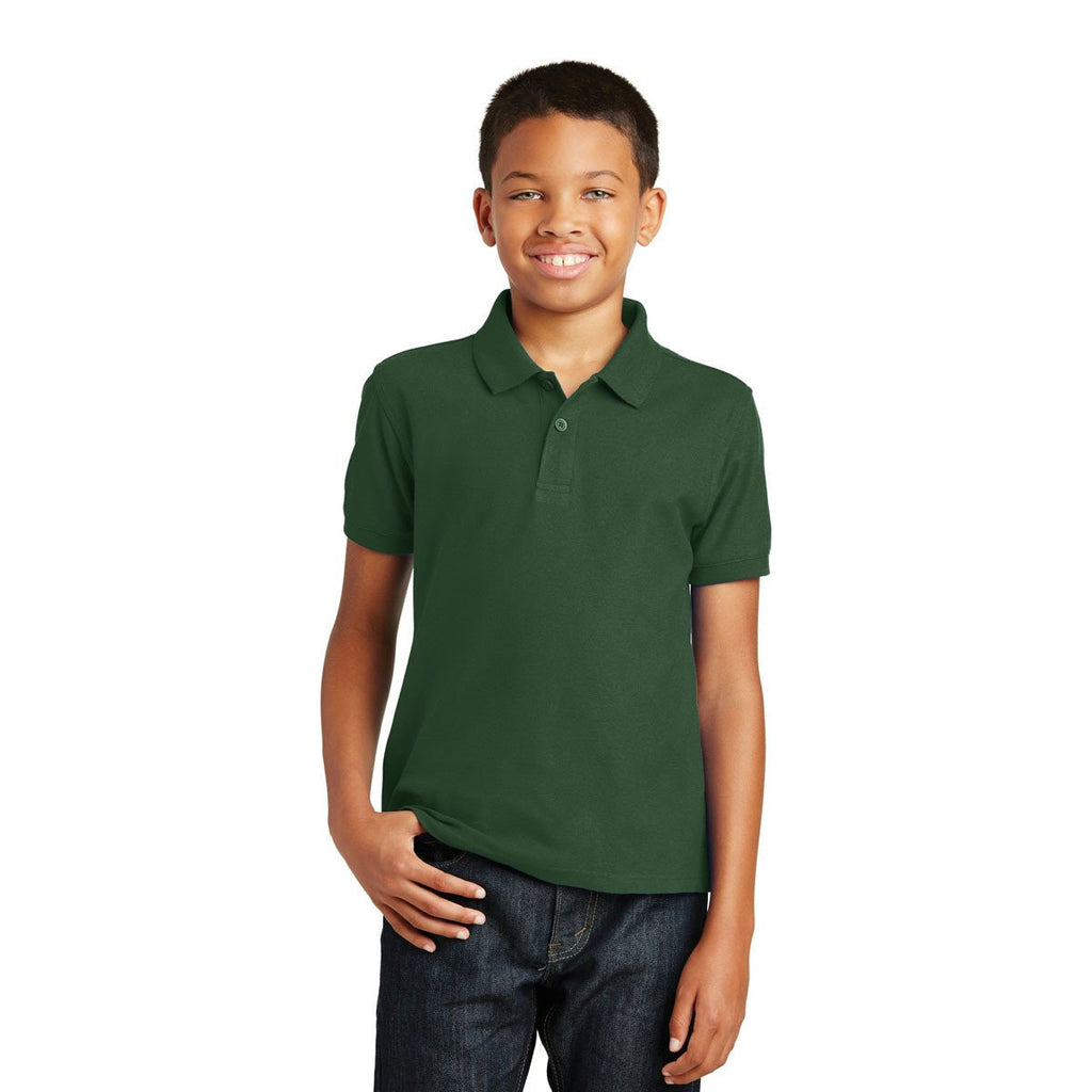 Port Authority Youth Deep Forest Green Core Classic Pique Polo